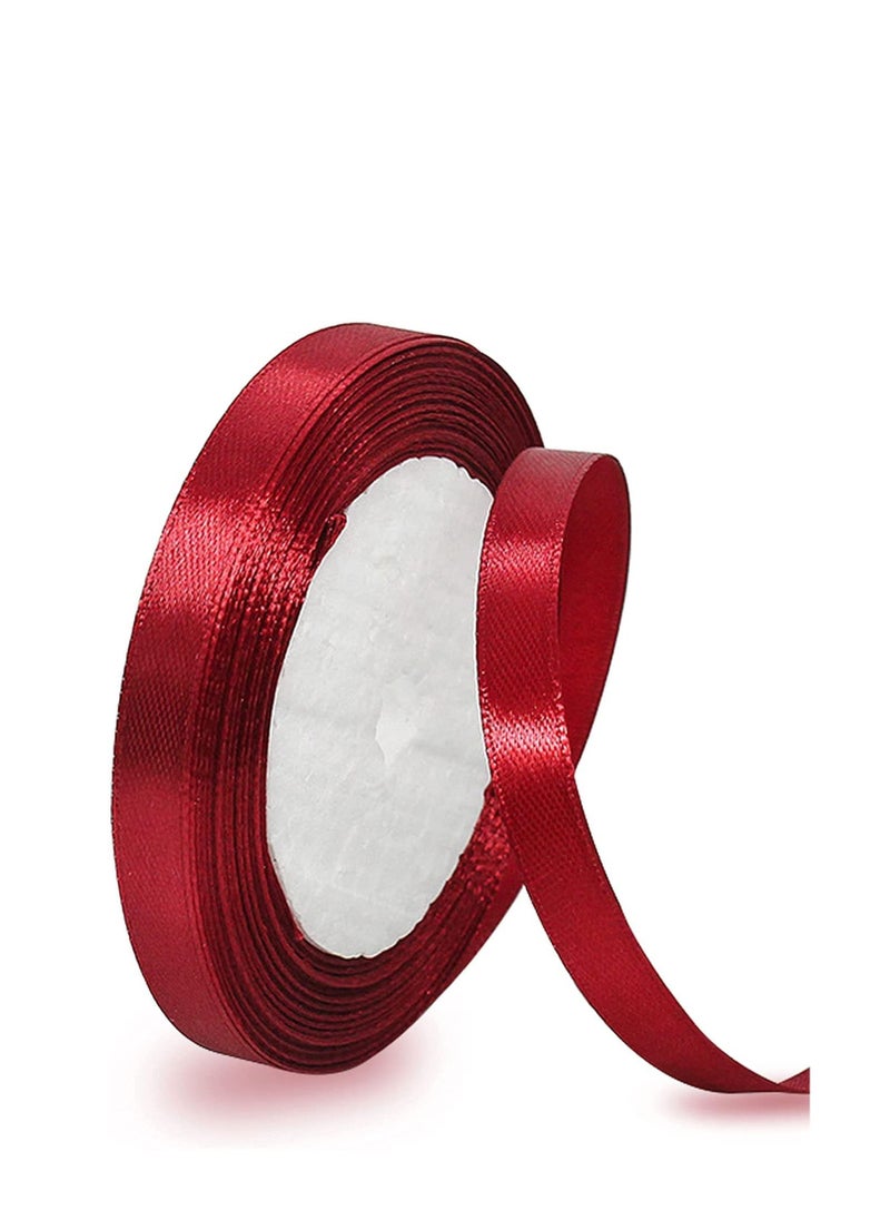 MARKQ - Burgundy Satin Ribbon, 12mm x 25yd Fabric Polyester Ribbon for Gift Wrapping, Party Favors, Wedding Decorations, Bow Making, Bouquets, Sewing Projects & Craft Supplies - Image 1