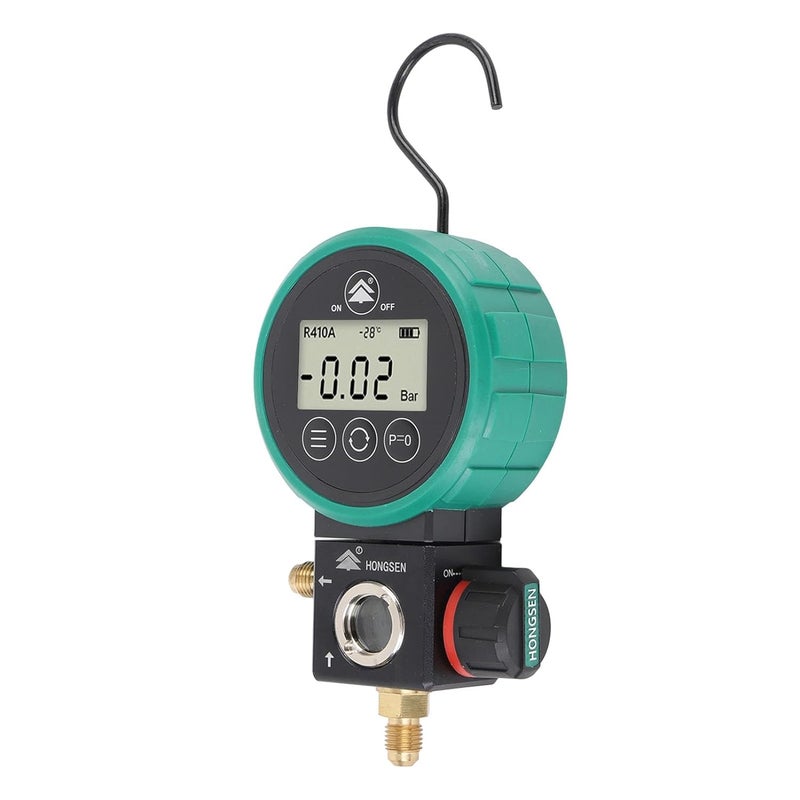 GLOGLOW Digital Pressure Manifold, Precision Machined HVAC Tool for Refrigerant Pressure Testing, 0 to 5MPa AC Charging and Leak Detection Tester and Detector - Image 1