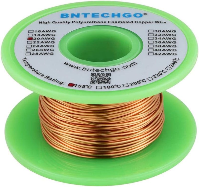 BNTECHGO 20 AWG Magnet Wire - Enameled Copper Wire - Enameled Magnet Winding Wire - 4 oz - 0.0315" Diameter 1 Spool Coil Natural Temperature Rating 155℃ Widely Used for Transformers Inductors - Image 1