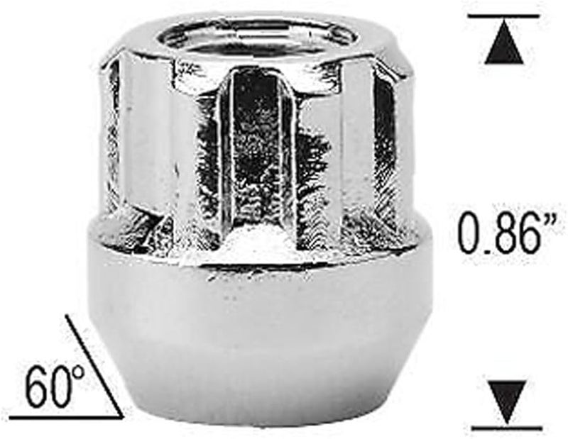 شريسر شيفي كاديلاك بويك عجلة قفل صواميل الربط 1 2 20 مفتوح نهاية انتفاخ بلوط 4 قطع كروم - Image 3