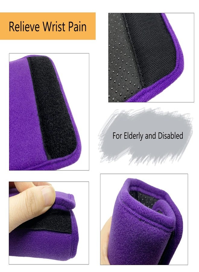 MESINURS Universal Walker Padded Hand Grip Covers, Premium Medical Soft Cushion Memory Foam Core Padding, Wicking, Comfort, Washable, Purple - Image 4