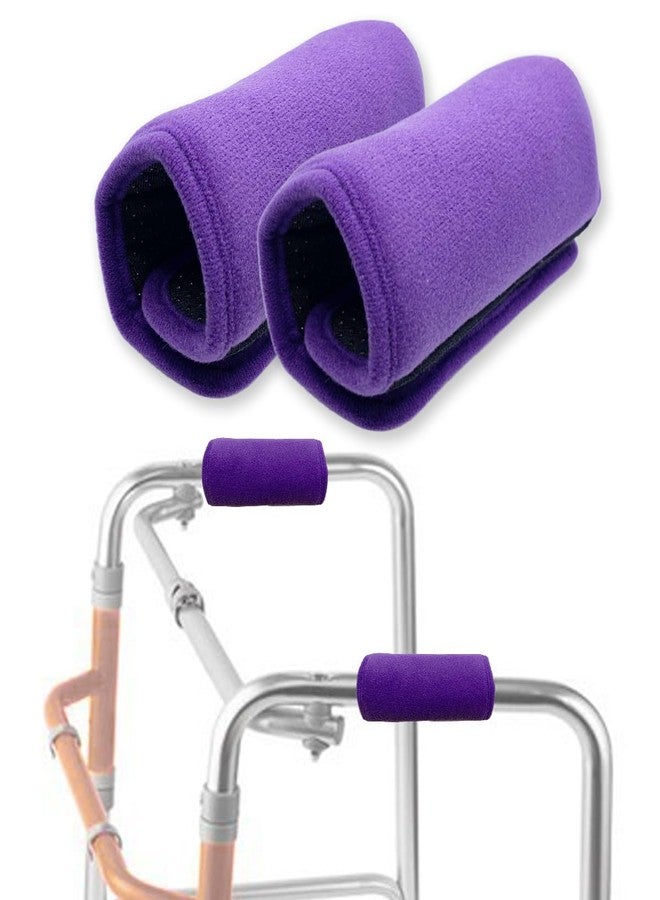 MESINURS Universal Walker Padded Hand Grip Covers, Premium Medical Soft Cushion Memory Foam Core Padding, Wicking, Comfort, Washable, Purple - Image 1