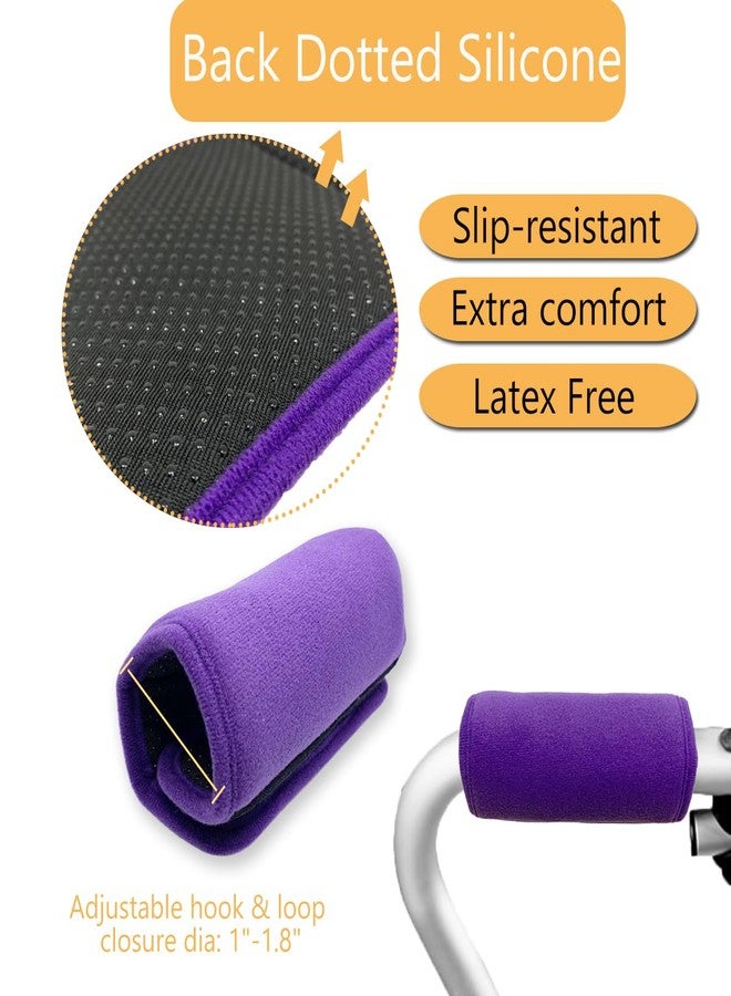 MESINURS Universal Walker Padded Hand Grip Covers, Premium Medical Soft Cushion Memory Foam Core Padding, Wicking, Comfort, Washable, Purple - Image 3