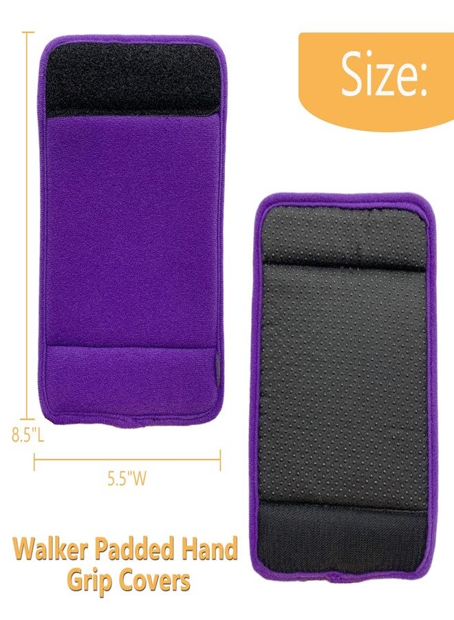 MESINURS Universal Walker Padded Hand Grip Covers, Premium Medical Soft Cushion Memory Foam Core Padding, Wicking, Comfort, Washable, Purple - Image 2