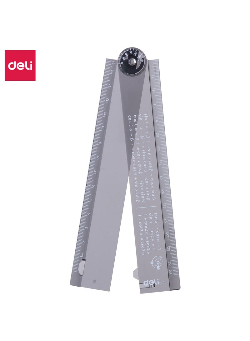 Deli EG01102 Ruler, Folding 15cm Extending to 30cm Transparent grey – Ideal for School and Office Use - Image 1