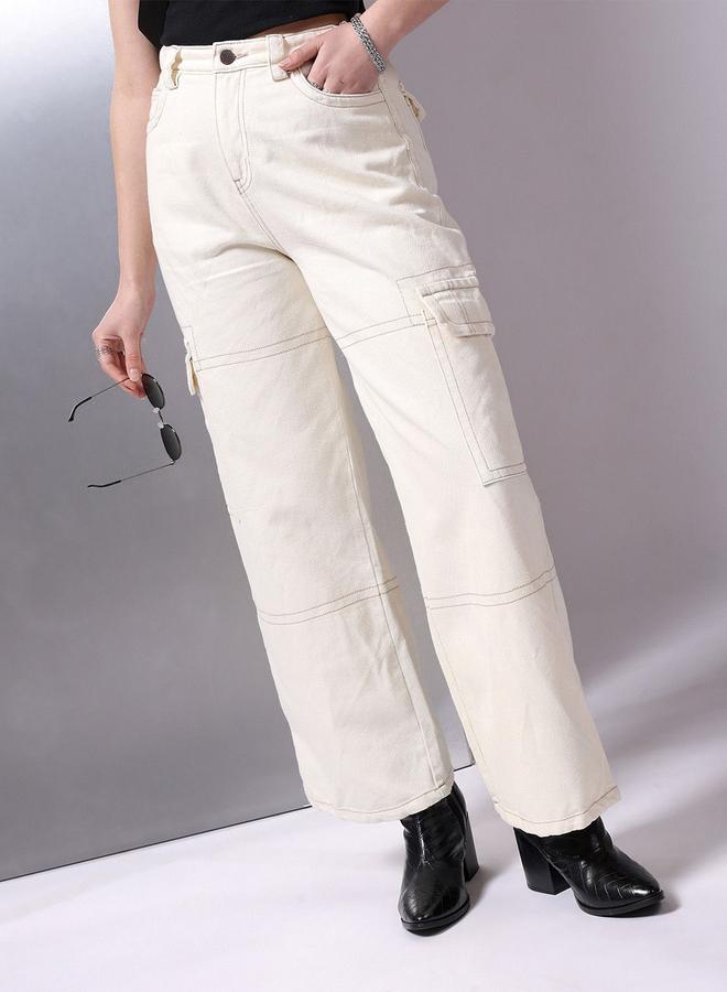 مرفوعة جينز كارجو بقصة مريحة - Image 1