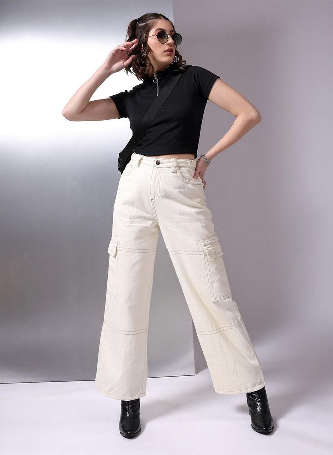 مرفوعة جينز كارجو بقصة مريحة - Image 5