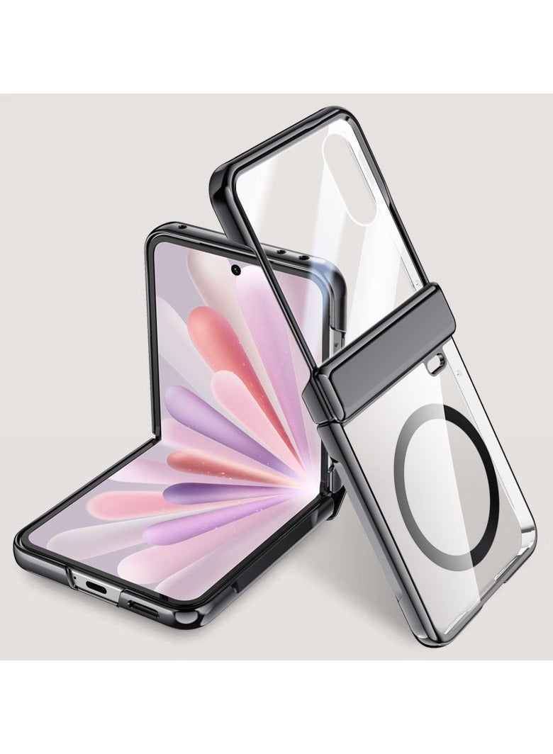 general Magnetic Case Compatible with Honor Magic V Flip 2 Clear Case 【Built-in Screen Protector】 【Support Wireless Charging】 Electroplated Transparent Shockproof Cover - Image 1
