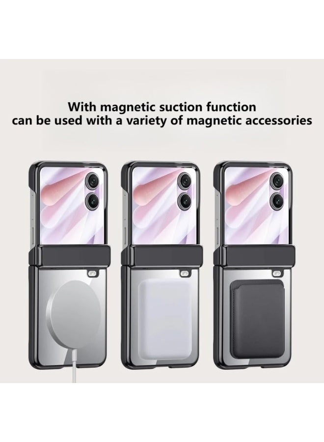 general Magnetic Case Compatible with Honor Magic V Flip 2 Clear Case 【Built-in Screen Protector】 【Support Wireless Charging】 Electroplated Transparent Shockproof Cover - Image 3