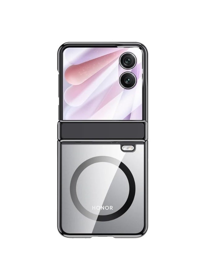general Magnetic Case Compatible with Honor Magic V Flip 2 Clear Case 【Built-in Screen Protector】 【Support Wireless Charging】 Electroplated Transparent Shockproof Cover - Image 5