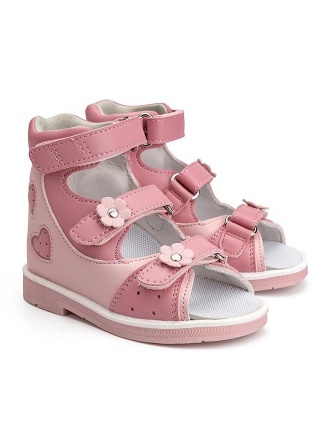 princepard Orthopedic Sandals for girls with Hollowed Out Heart Pattern,High-top AFO Shoes with Arch and Ankle Support Pink 2.5 Big Kid - Image 1
