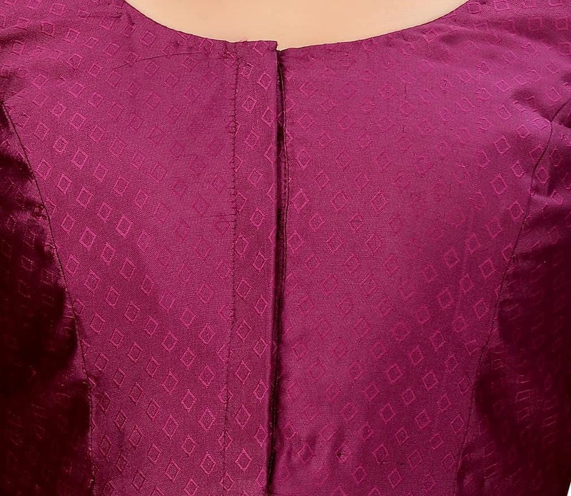 Studio Shringaar Women's Readymade Brocade Saree Blouse with Kanjivaram Border Elbow Length Sleeves(Wine, 44) - Image 3