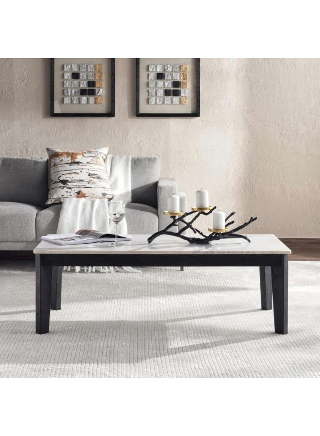 Pan Home ANKARA COFFEE TABLE MARBLE - WHITE & BLACK - Image 2