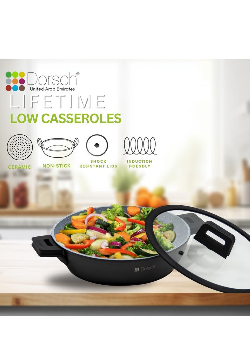 Dorsch Danish Design Low Casserole - Non-Stick Ceramic Coated Cookware | Durable & Scratch-Resistant | TUV Certified, LFGB Tested | Induction Ready, Even Heat Distribution | 28cm - Image 2