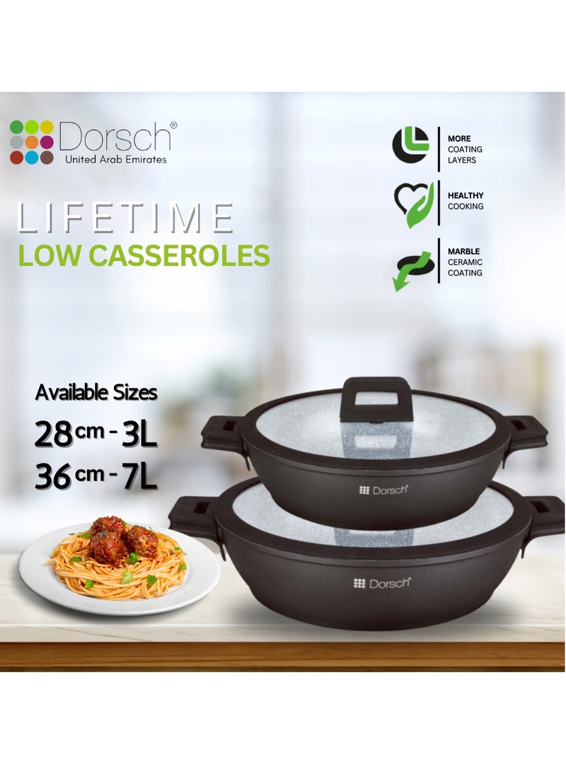 Dorsch Danish Design Low Casserole - Non-Stick Ceramic Coated Cookware | Durable & Scratch-Resistant | TUV Certified, LFGB Tested | Induction Ready, Even Heat Distribution | 28cm - Image 5