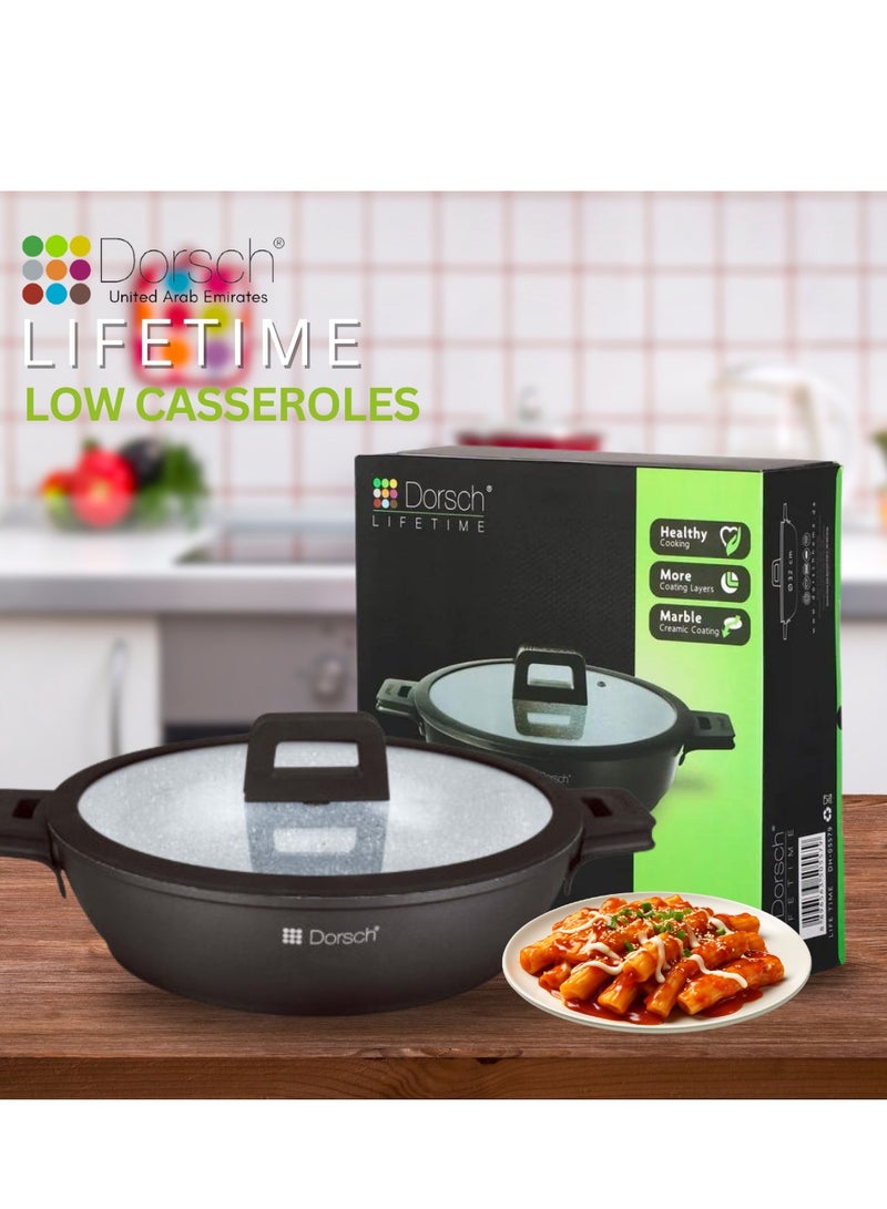 Dorsch Danish Design Low Casserole - Non-Stick Ceramic Coated Cookware | Durable & Scratch-Resistant | TUV Certified, LFGB Tested | Induction Ready, Even Heat Distribution | 28cm - Image 4