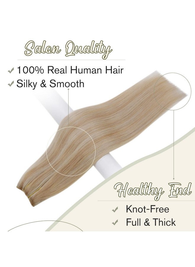 Easyouth Blonde Wire Hair Extensions Human Hair Fish Line Hair Extensions Honey Blonde Mix Bleach Blonde Hair Extensions Real Human Hair Transparent Wire Hair Extensions Invisible 16 Inch 80G - Image 3