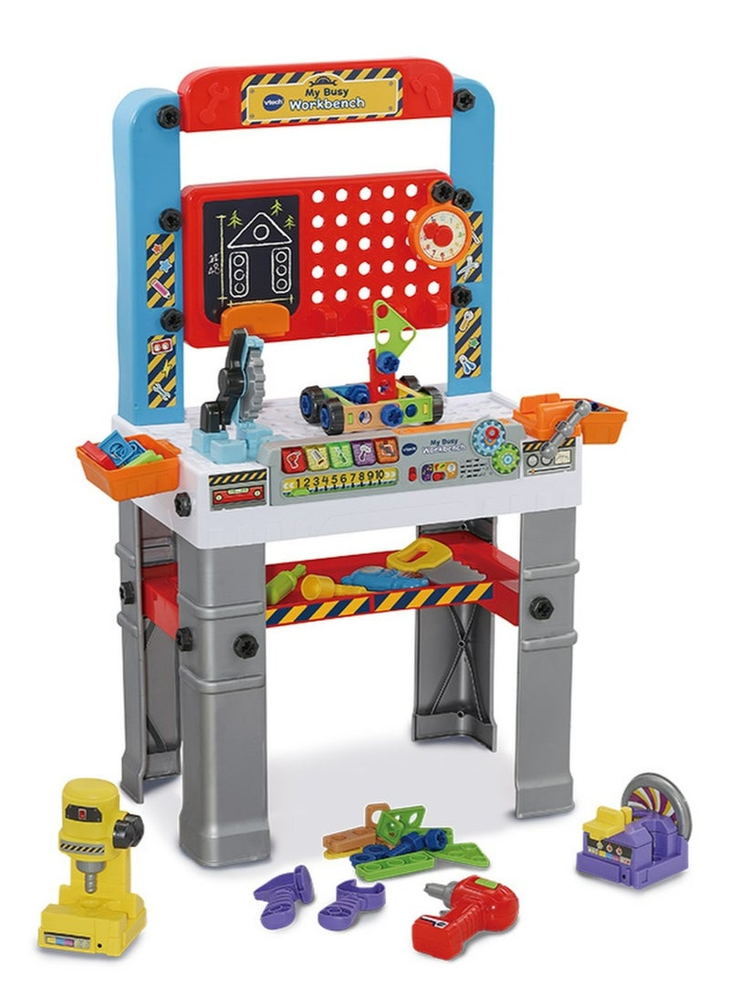 VTech My Busy Workbench, Interactive Toddler Toy, Pretend Play Tools, 100+ Pieces, Lights, Music & Sounds, Kids Gifts 3, 4, 5 + Years, English Version - Image 1