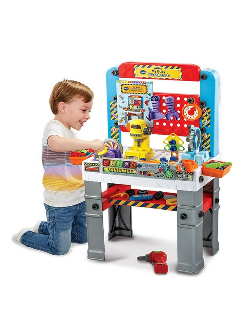VTech My Busy Workbench, Interactive Toddler Toy, Pretend Play Tools, 100+ Pieces, Lights, Music & Sounds, Kids Gifts 3, 4, 5 + Years, English Version - Image 2