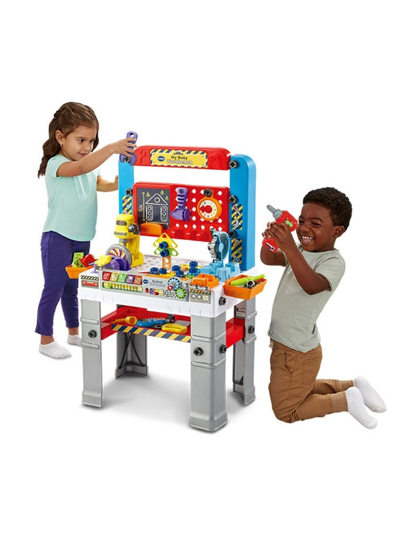 VTech My Busy Workbench, Interactive Toddler Toy, Pretend Play Tools, 100+ Pieces, Lights, Music & Sounds, Kids Gifts 3, 4, 5 + Years, English Version - Image 4