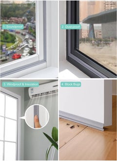 Generic Draft Stopper Sweep, Door Weatherproofing Stripping, Window Seal Strip Self-adhisive Soundproof Cuttable Weather Length 2M Black  - Image 3
