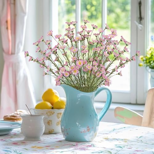 CITYES 10 Pcs Artificial Wildflowers with Stems Bulk Silk Spring Flowers 21 Inch Fake Forsythia Branches Pink Faux Wildflowers Floral Arrangements for Home Decor Indoor Outdoor Wedding Centerpieces - Image 4