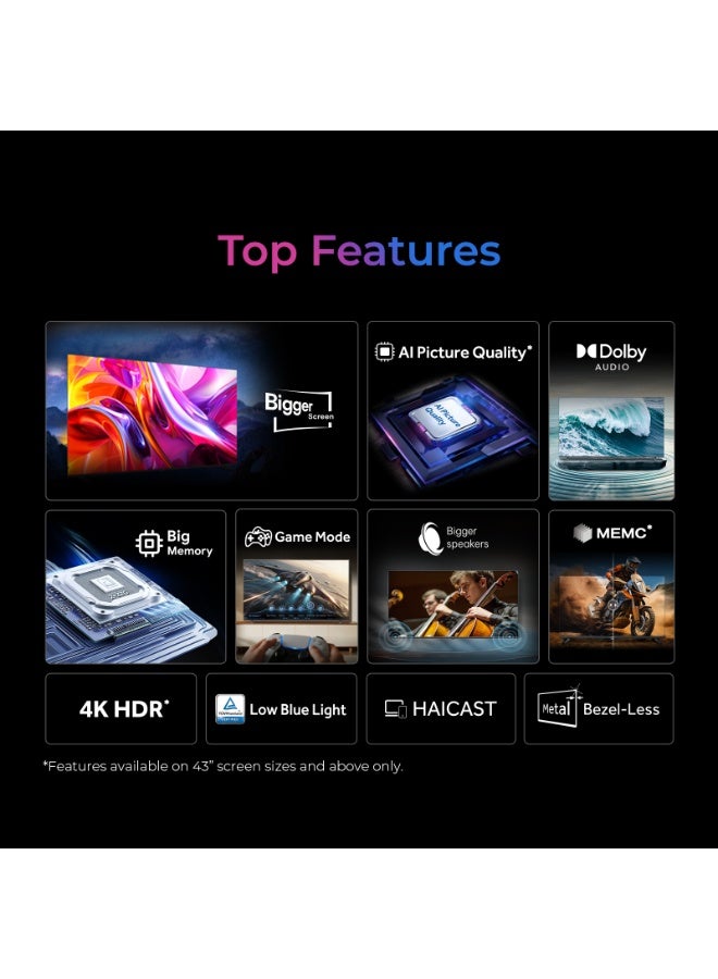 هاير 55-Inch 4K UHD Smart Google TV with HDR10+, HDMI 2.1, ALLM, VRR, Chromecast & Built-in Satellite Receiver H55K85GUX black - Image 2