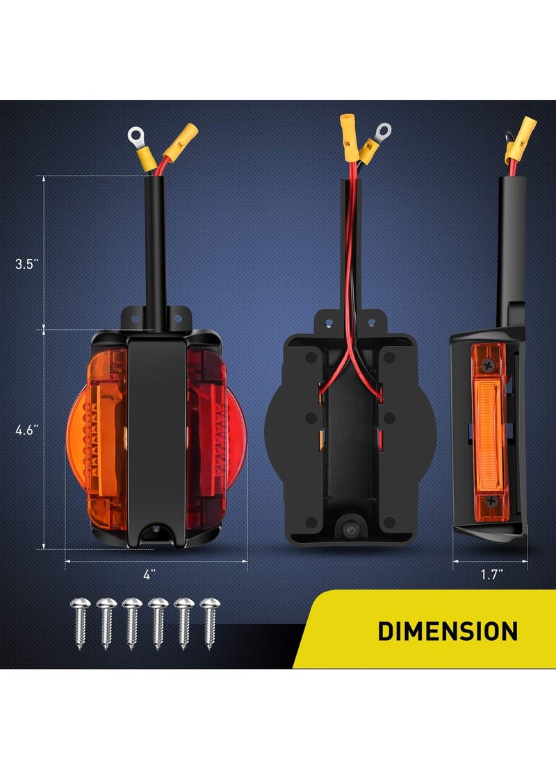 Excefore - 2PCS Dual Face LED Trailer Fender Lights Amber Front and Red Rear Pre Wired for Easy Installation Drive Safely for Trailer Lorry Caravan Van Tractor - Image 1