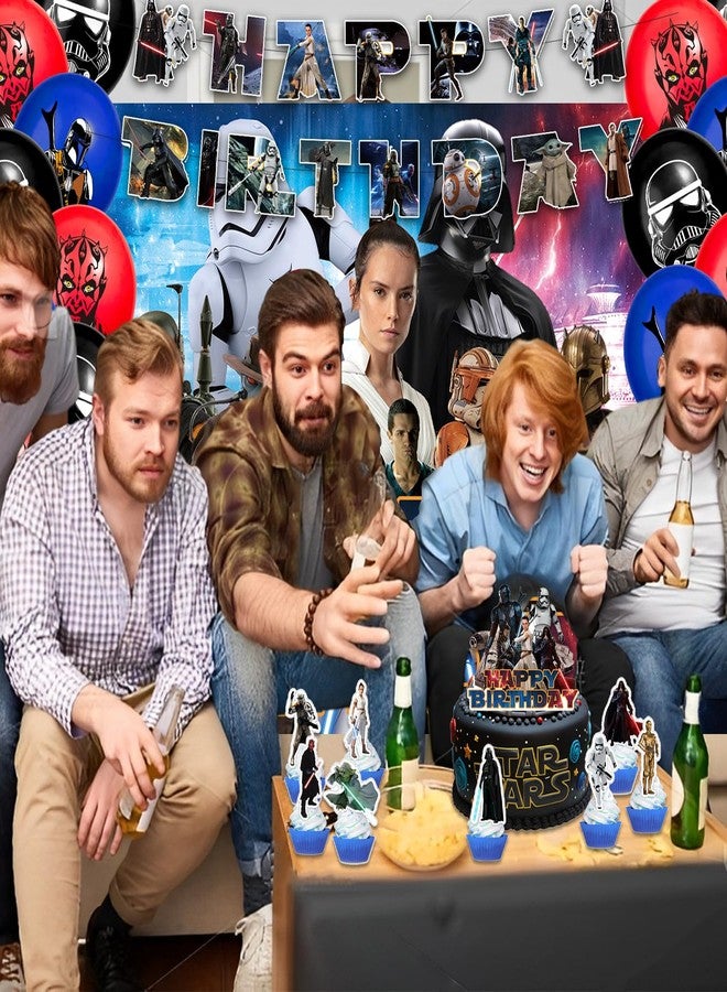 OMTO 42pcs Star-Wars Party Supplies Pack Includes，Banner，Cake Topper，Blackdrop,Balloons for star-Wars party decoration - Image 5
