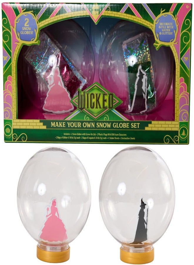 Innovative Designs Wicked Snow Globe Kit, DIY Snow Globe, Includes 2 Globes, Glitter, Sequins, Stickers - Elphaba and Glinda - Image 1