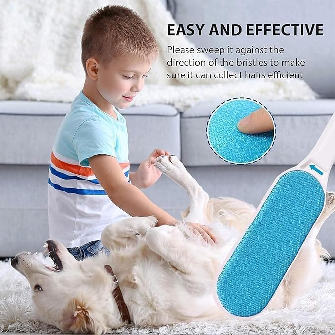WEGON Pet Hair Remover for Couch Furniture Clothing Car Seat Carpet Pet Bed Fur Lint Brush Fur Remover Fur Lint Removal Dog Hair Remover Cat Hair Remover Double-Sided Brush Self-Cleaning Base - Image 4