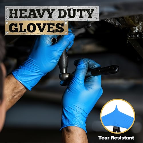 TitanFlex Heavy-Duty Blue Disposable Nitrile Gloves, Large, Box of 100, 6-mil, Fully Textured, Powder-Free, Latex-Free - Image 2