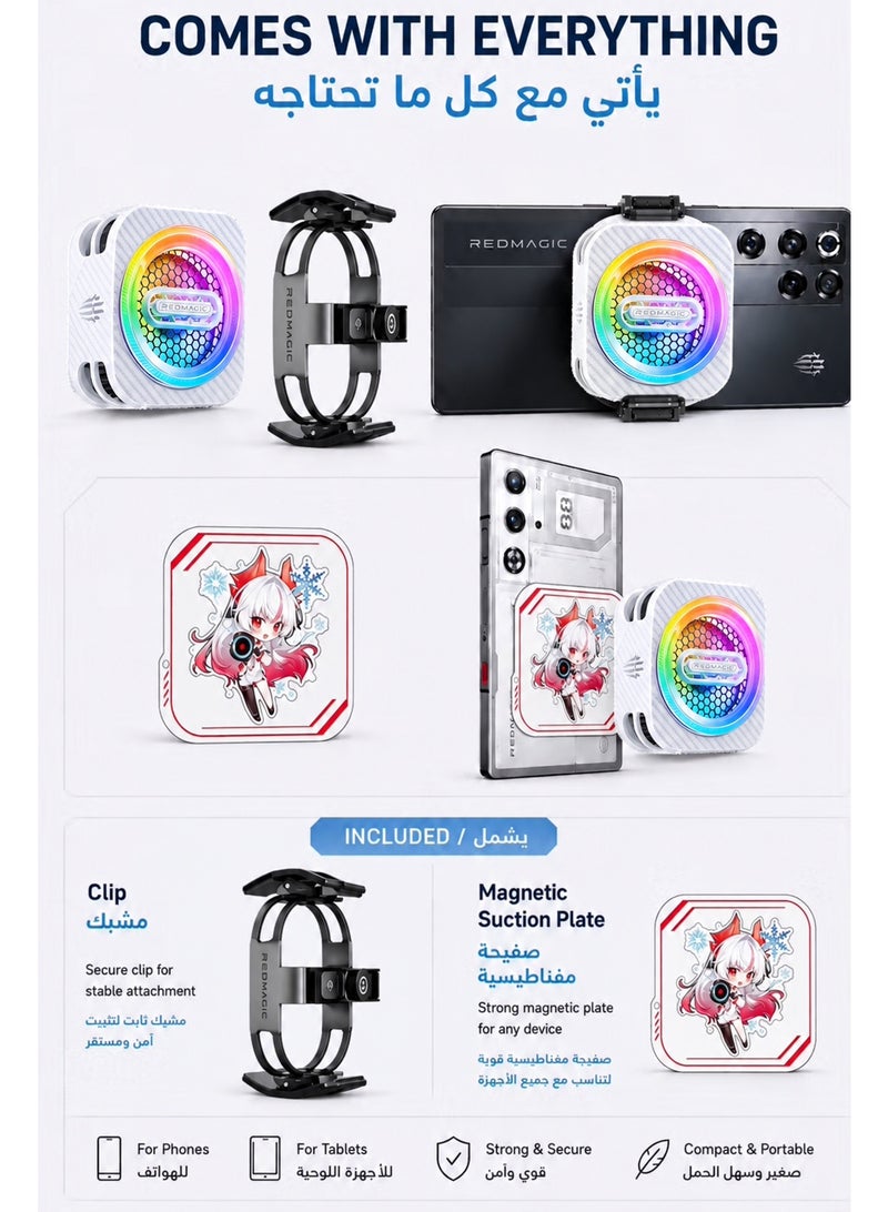 REDMAGIC Phone Cooler RedMagic 6 Pro Plus Edition, 33W Magnetic Gaming Phone Cooler with 6000RPM Cooling Fan, RGB Light, 34dB Low Noise, Magnetic + Clip Mount for iPhone, Android, Samsung, RedMagic, Tablets & Mobile Gaming - Image 4