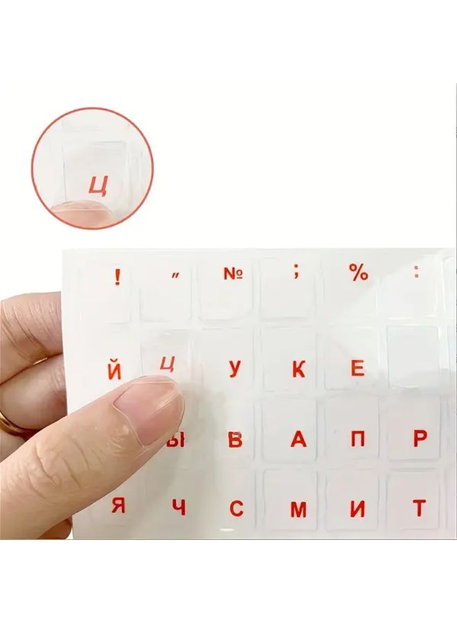 2pcs No Transparent Russian Keyboard Stickers Universal Laptop Keycap Cover Durable Vinyl Typing Aid - Image 1