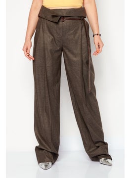 Women Regular Fit Solid Pants, Brown