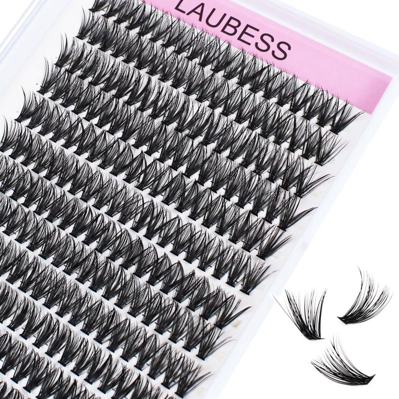 LAUBESS DIY Eyelash Extension 240pcs 40D Cluster Lashes Long False Eyelashes Individual Lashes Cluster Eyelash Extensions (40D-0.07D-13mm) - Image 1