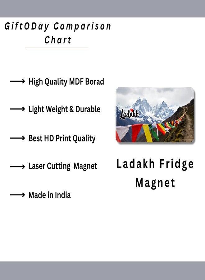 GiftODay Ladakh Theme Souvenir Wooden Fridge Magnet for Refrigerator - Ladakh Fridge Magnet for Kitchen & Home Decor | Perfect Souvenir Gift | Size 3x3 Inches | Pack of 1 - Image 4
