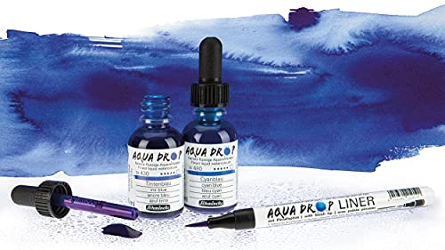 Schmincke - AQUA DROP, liquid watercolor, 5 x 30 ml transparent colors + LINER with brush tip, 78 105 097, Set for watercolor painting, calligraphy, handlettering, airbrushing - Image 3