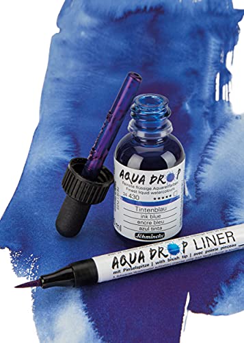 Schmincke - AQUA DROP, liquid watercolor, 5 x 30 ml transparent colors + LINER with brush tip, 78 105 097, Set for watercolor painting, calligraphy, handlettering, airbrushing - Image 2