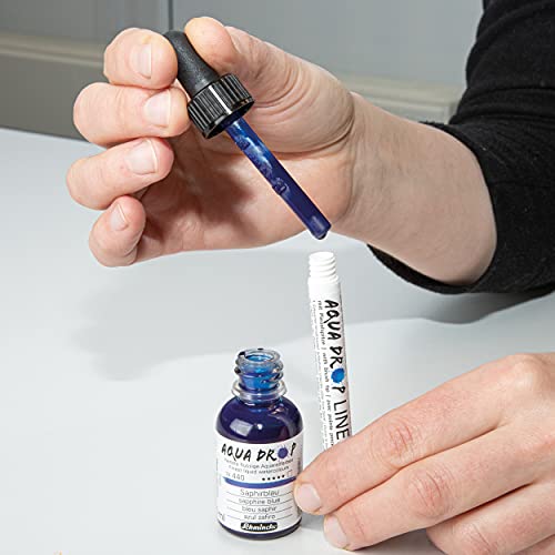 Schmincke - AQUA DROP, liquid watercolor, 5 x 30 ml transparent colors + LINER with brush tip, 78 105 097, Set for watercolor painting, calligraphy, handlettering, airbrushing - Image 4