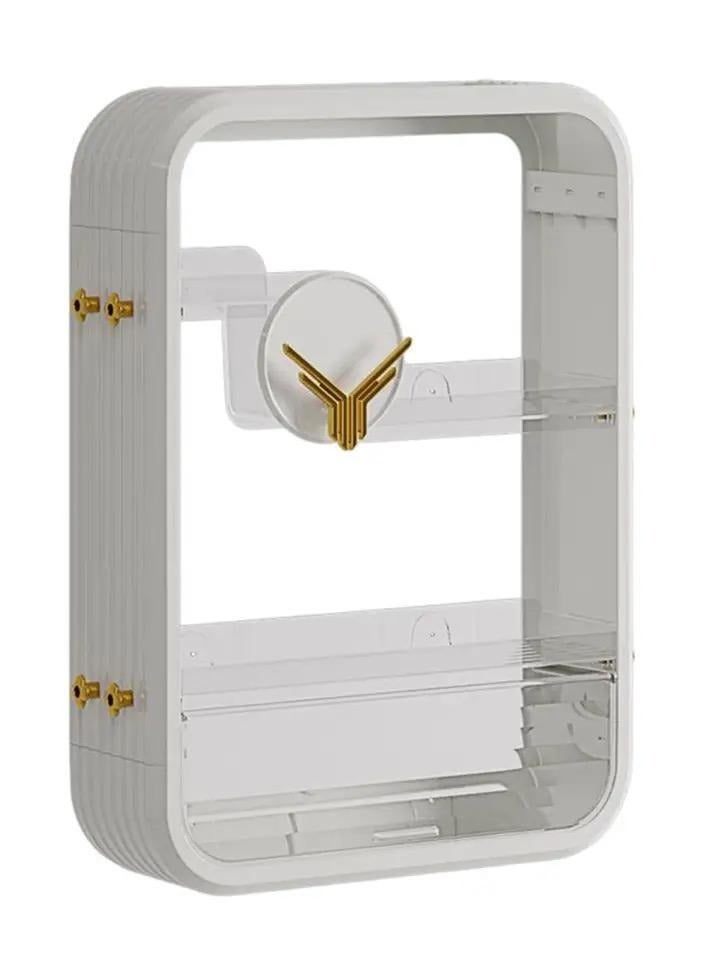 صندوق تخزين مستحضرات التجميل الفاخرة متعدد الطبقات للمنزل، رف حائط مطبخ، رف حائط بسعة كبيرة لمنتجات العناية بالبشرة في الحمام - Image 1