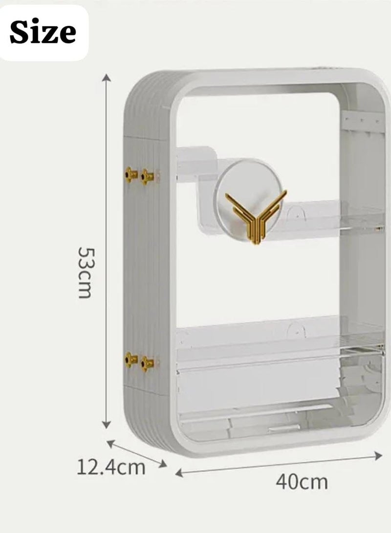 صندوق تخزين مستحضرات التجميل الفاخرة متعدد الطبقات للمنزل، رف حائط مطبخ، رف حائط بسعة كبيرة لمنتجات العناية بالبشرة في الحمام - Image 2