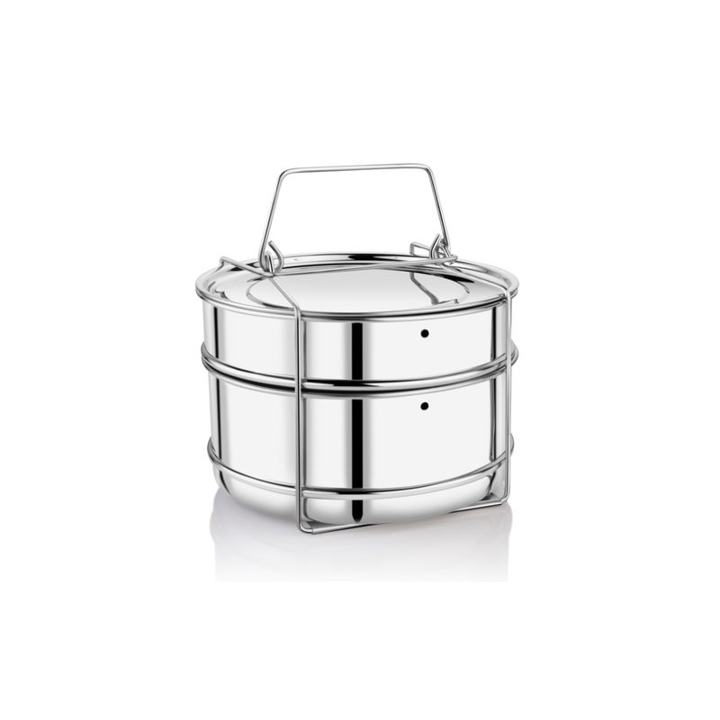 Embassy Stainless Steel Cooker Separator | Suitable For 10 Litres Prestige Popular And Popular Plus Outer Lid Pressure Cookers |2 Containers With Lifter | Dimension 21X21X16 Cm - Image 1