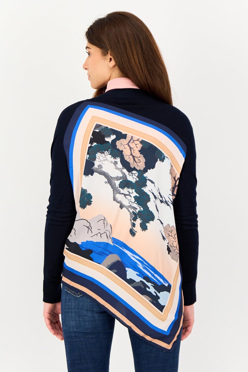 SELECTED Raw Denim Society x Selected Women V Neck Printed Cardigan, Multicolor - Image 3