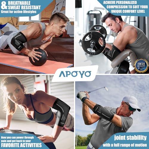 APOYO Elbow Brace for Tendonitis and Tennis Elbow, (Pair) Compression Sleeve for Arthritis, Workouts, Reduce Joint Pain During Fitness Activity (Large) - Image 2