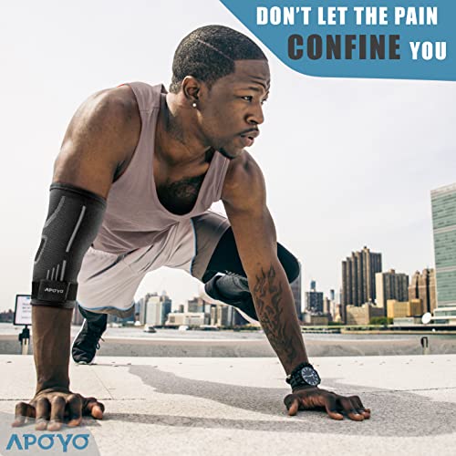 APOYO Elbow Brace for Tendonitis and Tennis Elbow, (Pair) Compression Sleeve for Arthritis, Workouts, Reduce Joint Pain During Fitness Activity (Large) - Image 5