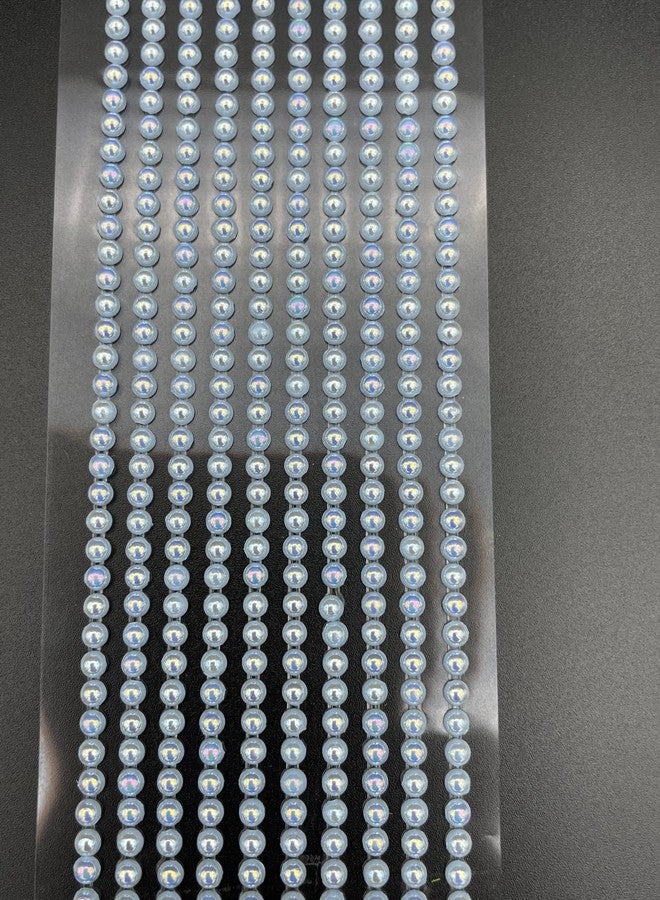 Syntego 500 x 3mm Mini Flat Back Round Self Adhesive Beads (Blue AB) - Image 2