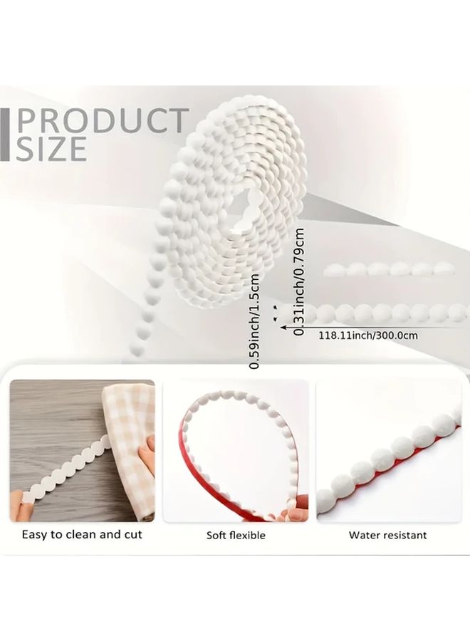 Peel and Stick Self Adhesive Flexible Molding Trim 3m 15mm No Tools Installation Matte White Black Gray Beige Resin Tile Backsplash Cabinet Edges Mirror Frames TV Walls Shower Borders Easy DIY - Image 1