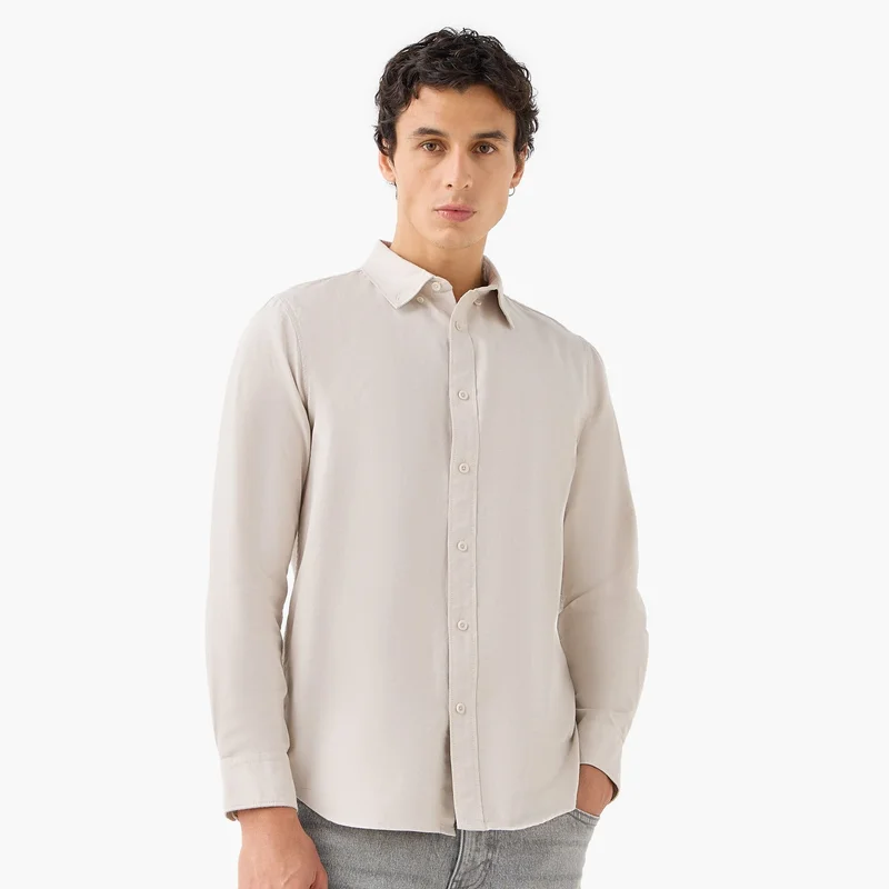 سبلاش فيڤ Men's Button Down Collar Textured Long Sleeves Shirt