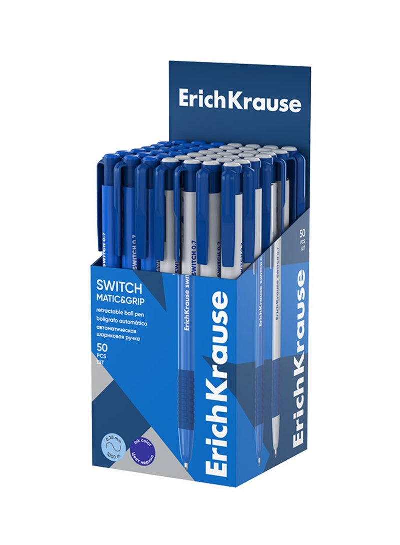 ErichKrause قلم حبر جاف قابل للسحب 50 قطعة بقطر 0.7 مم حبر أزرق - Image 1